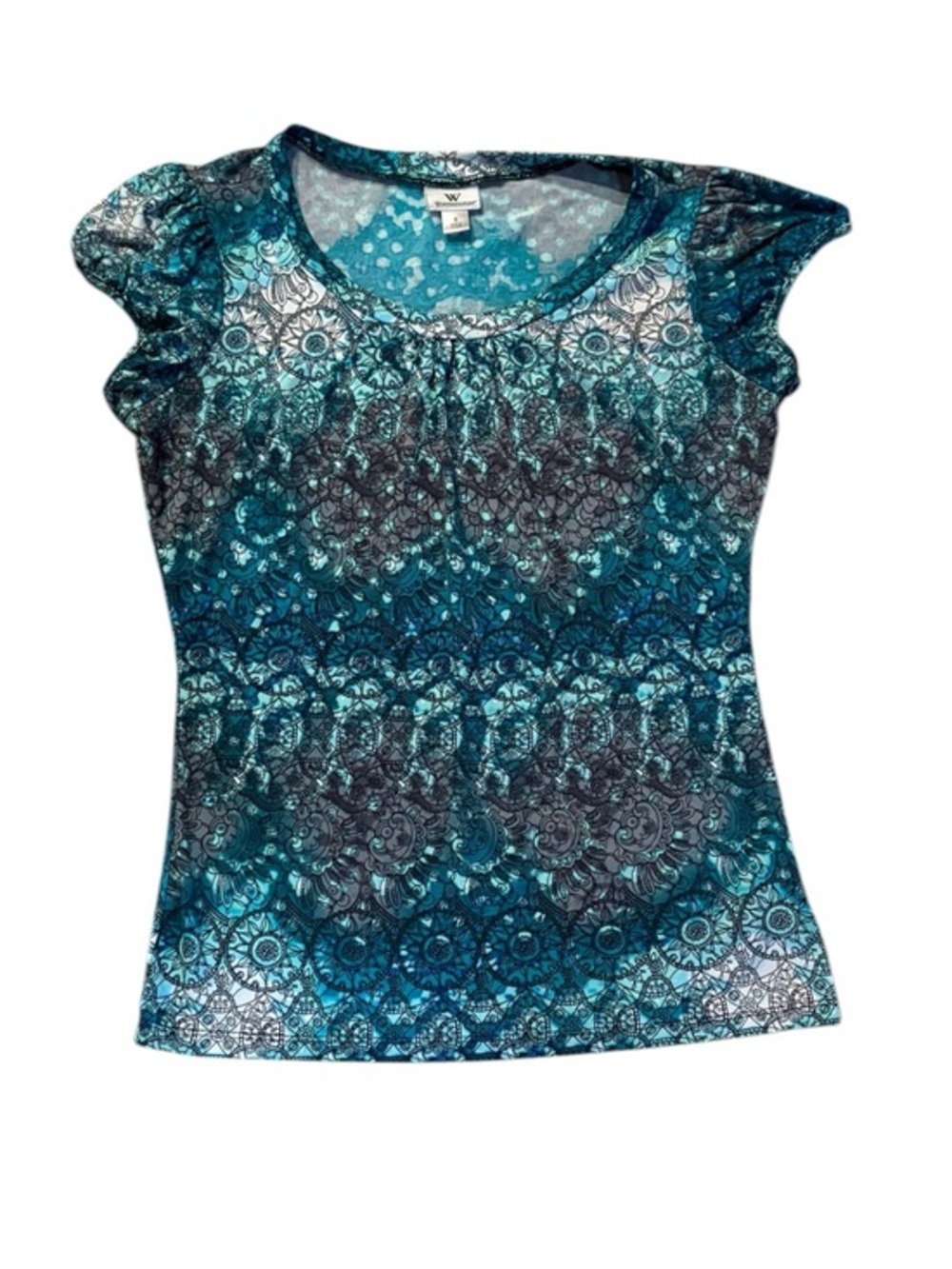 Worthington teal blue green gray top s